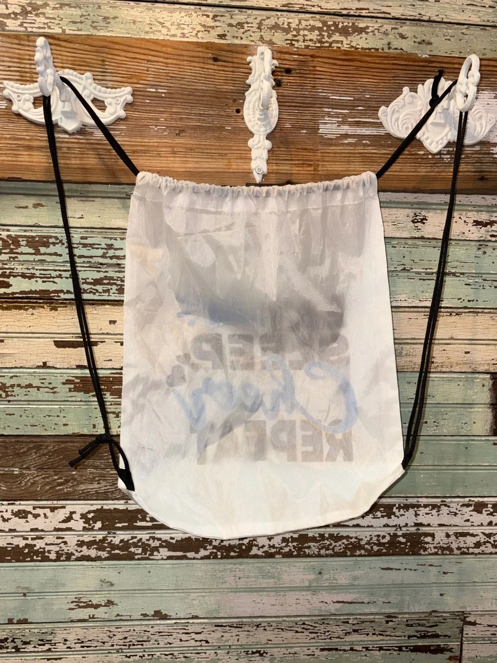 White 'Eat Sleep Cheer Repeat' Drawstring Bag - Kids Accessories